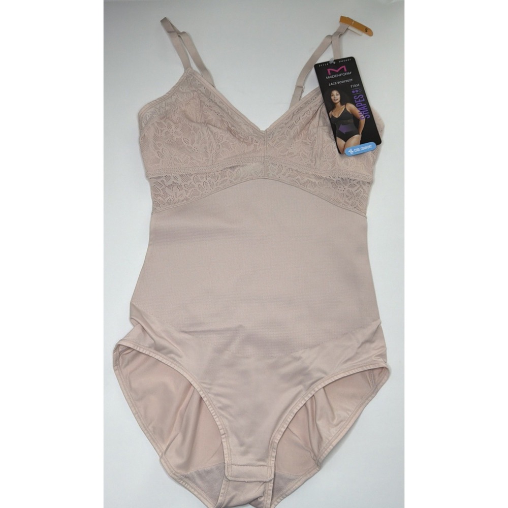 Maidenform Women's Lace Tame Your Tummy Bodysuit Pink Size Small DMS097 New